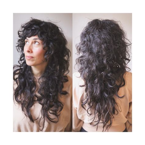 Shaggy Curly Hair, Curly Shag Haircut, Rocker Hair, Haircuts For Curly Hair, Funky Hairstyles, Shag Haircut, Cut My Hair, Curly Hair Cuts, Hair Inspo Color