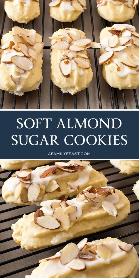 Soft Almond Cookies, Piped Cookies, Almond Sugar Cookies, Cake Mug, Almond Extract, Sugar Glaze, Family Feast, Italian Cookies, Cookie Bar Recipes