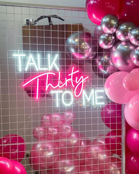 Talk Thirty To Me 💋 #balloondecor #balloonarbour #30thbirthday #eventstylist #eventstylistsydney #eventstylistnsw #partystylist #partystylistsaustralia #balloonartist #talkthirtytome #bathurstnsw Black Thirty Birthday, 30th Birthday Pink Theme, Talk Thirty To Me Birthday Theme Decor, Talk Thirty To Me, Talk 30 To Me Birthday Party, 30th Birthday Balloon Garland Pink, Talk Thirty To Me Birthday Theme, 30th Birthday Neon Sign, Thirty Neon Sign