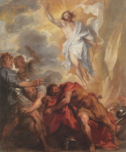 Resurrection of Christ by Sir Anthony van Dyck (c.1631-2) Baroque - (114 × 94.3 cm) Wadsworth Athaneum Museum of Art, Hartford, Connecticut, USA Lovers Embrace, Anthony Van Dyck, Baroque Painting, Pictures Of Jesus Christ, Jesus Resurrection, Jesus Christ Images, Biblical Art, Stock Art, Catholic Art