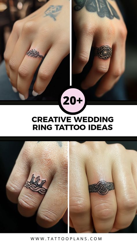 Explore creative wedding ring tattoo ideas perfect for couples. This pin showcases 4 unique tattoo styles, symbolizing love and commitment without traditional rings. Feather Tattoo Drawing, Wedding Ring Tattoo Ideas, Bracelet Tattoo Ideas, Ring Tattoo Ideas, Wedding Ring Tattoos, Feminine Bracelet, Design Your Own Tattoo, Side Neck Tattoo, Traditional Wedding Bands