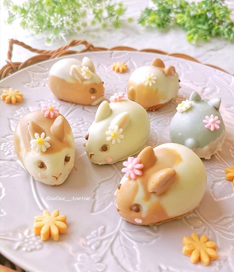 Decorative Chocolate, Kawaii Chocolate, Kawaii Easter, Bunny Kawaii, Food Inspired, Chocolate Food, Easter Baking, Easter Food, Food Home