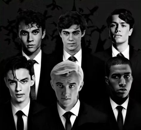 Slytherin Boys Fanart, Slytherin Boys All Together, Mattheo Riddle And Y/n Fanart, Slytherin Boys Wallpaper, Slytherin Boys Aesthetic, The Slytherin Boys, Harry Potter Riddles, Slytherin Gang, Slytherin Clothes