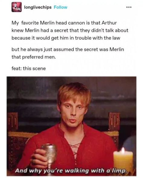 onceandfuturehighpriestess on Instagram: "I legit want to know what was going through Arthur's head in that scene lol
•
•
•
Credit: longlivechips and fiction-justanotherstateofmind on Tumblr
•
•
•
#merlin #bbcmerlin #merlinbbc #emrys #merlinemrys #adventuresofmerlin #theadventuresofmerlin #onceandfutureking #kingarthur #arthurpendragon #pendragon #princearthur #bradleyjames #colinmorgan #kingandlionheart #twosidesofthesamecoin #merthur" Merlin And Arthur Funny, Merthur Art, Merlin Pictures, Arthur X Merlin, Colin Morgan And Bradley James, Merlin Oc, Merthur Fanart, Merlin X Arthur, Morgana Merlin