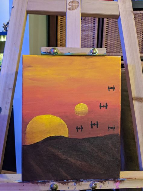 easy acrylic painting for beginners Star Wars Mini Canvas Paintings, Diy Star Wars Painting, Simple Meaningful Painting Ideas, Easy Star Wars Painting Ideas, Canvas Painting Ideas Marvel, Marvel Easy Painting, Easy Painting Ideas On Canvas For Men, Easy Movie Painting Ideas, Starwars Painting Acrylic