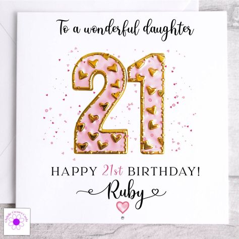 Personalised 21st Birthday Card Daughter Goddaughter Niece Granddaughter Friend Daughter 21st, 21st Birthday Cards, Personalized Birthday Cards, Daughter Of God, 21st Birthday, Personalized Birthday, Envelope, Birthday Cards, Birthday