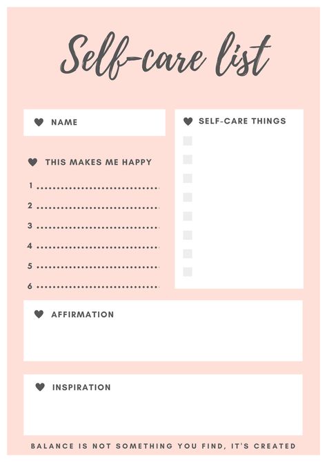 Self-care list free printable miss mental | Improve your mental health with this self-care list. Write down all the things you love and make you happy and start working on your selfgrowth. how to take care of yourself. #selfcare #mentalhealth #health #living #planner #list #free #printable Self Care List, Daily Planner Printables Free, To Do Planner, Health Planner, Health Journal, Med Student, Planner Printables Free, Daily Planner Printable, Business Plan Template