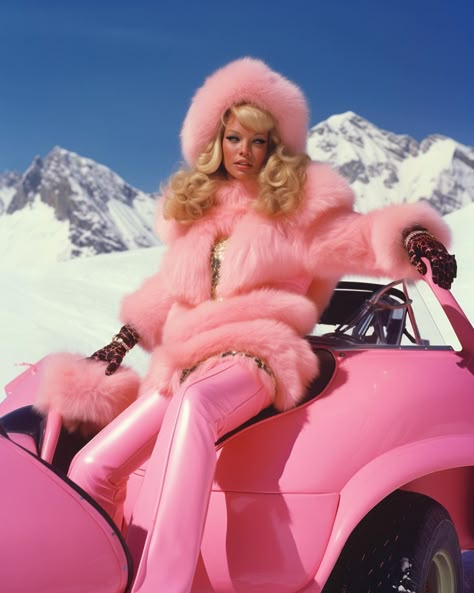 Planet Fantastique on Instagram: “It’s frosty in Barbieland. . . . . . . . . . . #planetfantastique #retrofuturism #utopia #dreamphotography #barbiegram #barbiecore…” Pink Fur Coat Outfit, Barbiecore Aesthetic, Checkered Outfit, Cowgirl Photoshoot, Fur Outfit, Pink Fur Coat, Dream Photography, Pink Cowgirl, Im A Barbie Girl