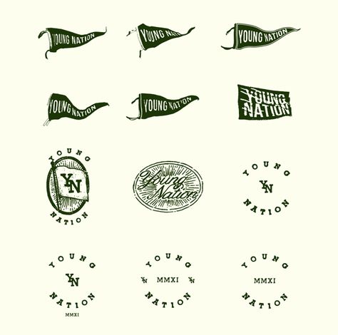 Logo Young Nation on Behance Flag Logo Design, Logo Young, Nautical Logo, Logo Evolution, Logo Typo, Logos Ideas, Vintage Logo Design, Flag Logo, Badge Design