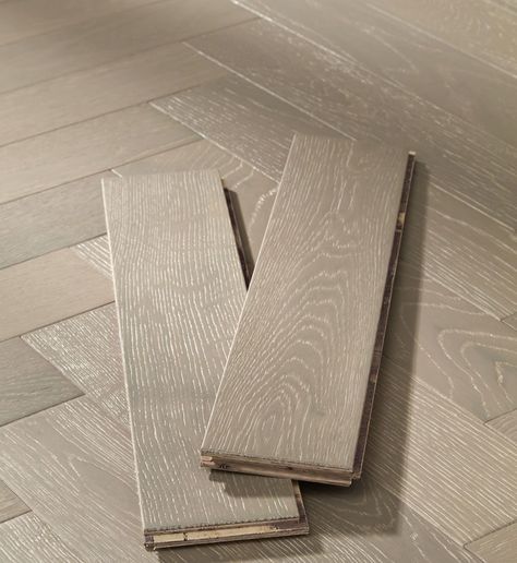 Greige Herringbone Floor, Crescent Ideas, Engineered Wood Floors Oak, Direct Wood Flooring, Herringbone Flooring, Light Switches And Sockets, Grey Wood Floors, Hall Flooring, Floor Pattern