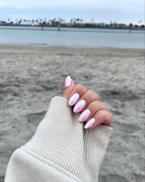 Nude Chrome Nails, Nude Chrome, Pink Sparkle Nails, Pink Chrome Nails, Baby Pink Nails, Light Pink Nails, Smink Inspiration, Modern Nails, Makijaż Smokey Eye