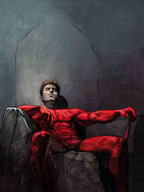 An exhausted but satisfied Daredevil resting. The cover of DD #50 by Alex Maleev. Daredevil Artwork, Alex Maleev, Stark Tower, Matthew Murdock, Daredevil Elektra, Daredevil Art, Daredevil Comic, Daredevil Matt Murdock, Charlie Cox