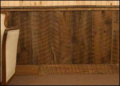 Old barn wood roof boards made this mop board wall in great room Wood Chair Rail, Reclaimed Wood Chair, Wood Interior Walls, Wood Bed Frame Diy, Reclaimed Wood Bed Frame, Wood Box Centerpiece, Dark Wood Kitchens, Old Barn Wood, Barn Wood Signs