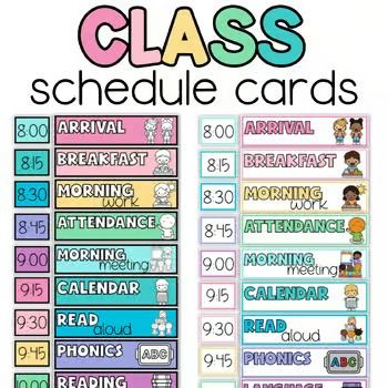 15 minute schedule | TPT Preschool Schedule At Home, Daily Schedule Ideas, Preppy Classroom, Abc Reading, Schedule Ideas, Abc Phonics, Classroom Schedule, Preschool Schedule, Schedule Cards