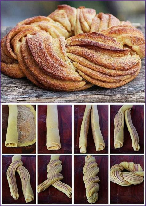 Snygg krans enkelt Pembuat Roti, Bread Shaping, Christmas Breakfast, Bread And Pastries, Bread Recipes Homemade, Creative Food, Christmas Baking, Bread Baking, Cooking And Baking