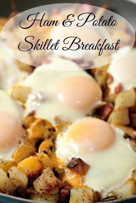 Potato Skillet Breakfast, Breakfast Starters, Ham And Potatoes, Breakfast Ham, Potato And Egg Breakfast, Breakfast Potatoes Skillet, Ham Leftovers, Skillet Breakfast, Potatoes And Ham