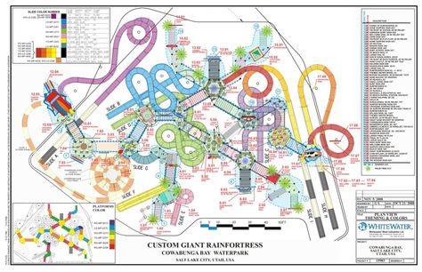 Cowabunga Bay Water Park - Park Layout and Designs Waterpark Plan Design, Theme Park Layout Design, Water Park Design Plan, Theme Park Layout Plan, Aqua Park Design, Park Layout Design, Water Park Design, Park Site Plan, Amusement Park Plan