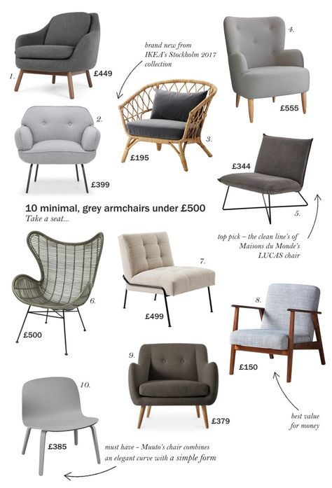 10 minimal, Scandinavian-style armchairs for under £500 - cate st hill Armchairs Living Room Modern, Ikea Armchair, Nails Grey, Ideas For Nails, Upholstery Armchair, Comfy Armchair, Living Room Upholstery, Chair Design Modern, Scandinavian Armchair