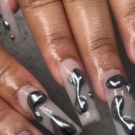 Nails By T on Instagram: "melting metal ⛓️⛓️" Melted Metal Nails, Melted Metal, Metal Nails, Melting Metal, January 9, Nails, On Instagram, Instagram