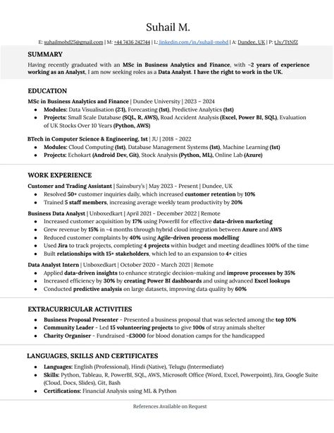 Suhail Mohammed CV (Data Analyst).pdf Data Analyst Cv, Cv For Data Entry, Data Scientist Resume, Data Analyst Resume, Canada Resume Format, Dundee University, Predictive Analytics, Data Analyst, Data Visualization