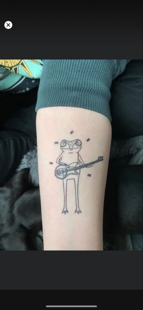 Playing Guitar Tattoo, Frog Playing Guitar, Guitar Tattoo, Playing Guitar, Geometric Tattoo, Guitar, Tattoos