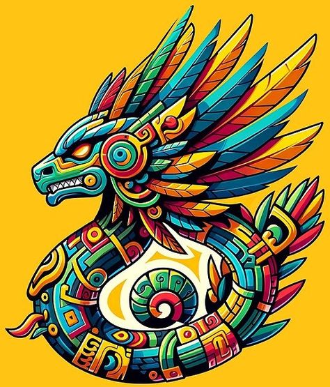 Quetzalcoatl, the Aztec god of wind, air, and learning. These designs combine elements of Mesoamerican art with symbolic representation, reflecting his attributes of creation, civilization, and wisdom. Aztec And Mayan Art, Aztec Doodles, Aztec Aesthetic, Quetzalcoatl Art, God Of Wind, Mesoamerican Art, Aztec Artwork, Mayan Tattoos, Maya Art