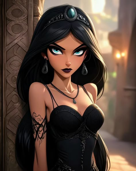 Dark Princess Art, Dark Disney Art Twisted Princesses, Dark Disney Princess Art, Emo Disney Princess, Gothic Disney Princesses, Emo Disney, Twisted Princesses, Punk Disney Princess, Dark Disney Princess