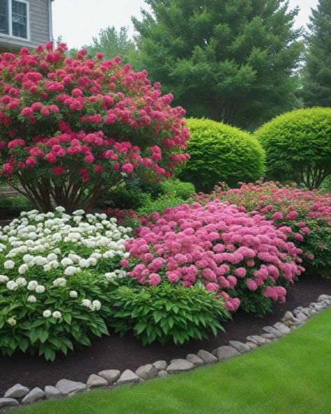 12 Best Shrubs For Landscaping Gardens Front Of House, Layering Shrubs Landscaping, Simple Shrub Landscaping, Juniper Shrub Landscaping, Zone 5 And 6 Landscaping, Layering Plants For Landscaping, Zone 3 Landscaping Front Yards, Shrub Bed Ideas, Lilac Bushes Landscaping