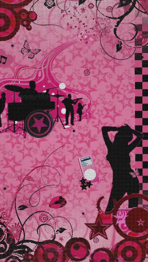 Pink Music Aesthetic, Reject Modernity Embrace Tradition, Reject Modernity, 2000s Wallpaper, Ipad Essentials, 2010s Nostalgia, Pink Music, Scene Wallpaper, Jelly Wallpaper