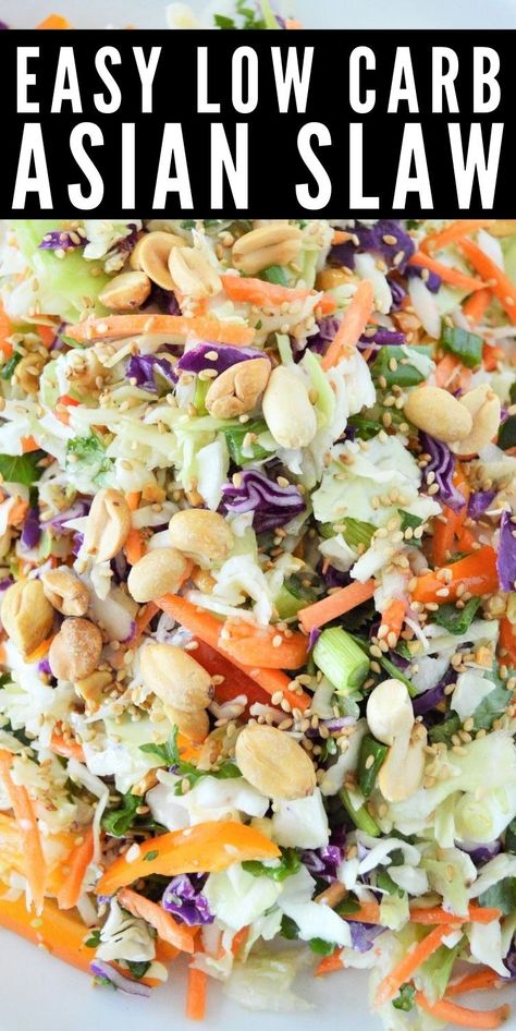 Low Carb Asian Slaw #lowcarbasianslaw #asianslaw Low Carb Asian, Asian Slaw Recipe, Low Carb Low Fat Recipes, Asian Slaw, Boiled Egg Diet Plan, Low Carb Salad, Boiled Egg Diet, Low Carb Sides, Low Carb Side Dishes