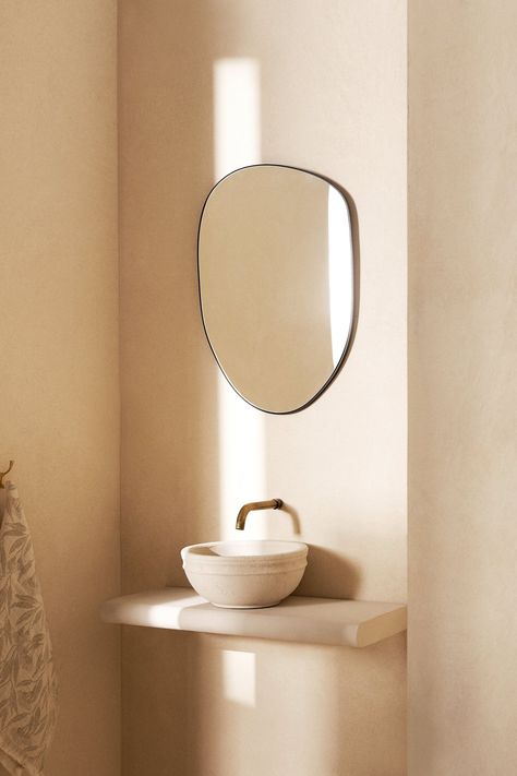 Zara Home Interiors, Zara Home Bathroom, Leaning Floor Mirror, Hallway Mirror, Small Wall Mirrors, Hanging Mirror, Zara Home, Round Mirrors, West Elm