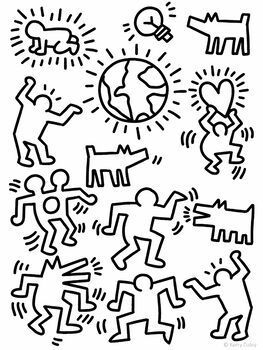 Cut and Color Keith Haring - Art Lesson Plan Color Art Lessons, Art Lesson Plan, Keith Haring Art, Elementary School Art, Haring Art, Art Worksheets, Elementary Art Projects, Tattoo Art Drawings, Art Lesson Plans