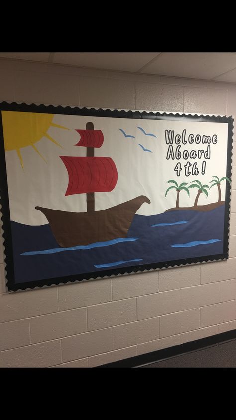 Boat Bulletin Board Ideas, Nautical Bulletin Boards, Nautical Classroom Theme, Nautical Classroom, Welcome Aboard, School Themes, Bulletin Boards, Classroom Themes, Under The Sea