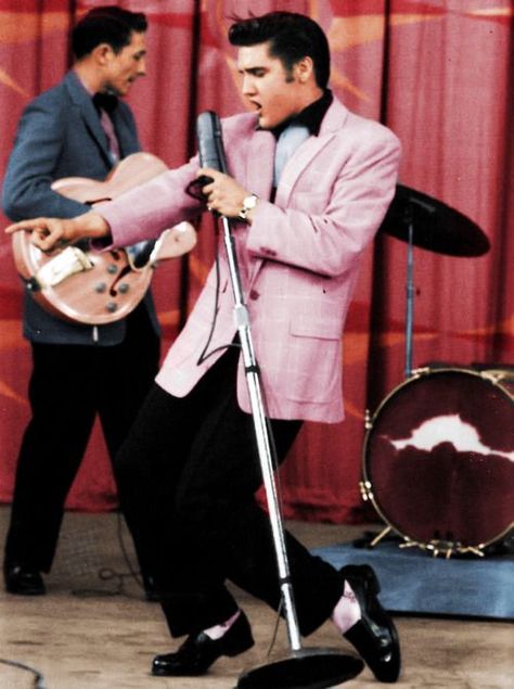 Beautiful color photos show Elvis Presley as a young man Scotty Moore, Elvis Presley Images, Milton Berle, Young Elvis, Painting Embroidery, Rhinestone Crafts, Elvis Presley Pictures, Elvis And Priscilla, Ann Margret