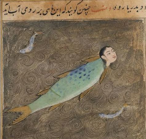 ~jmr Islamic Manuscripts, Persian Miniature, University Library, Iranian Art, Princeton University, Sea Monsters, Weird Creatures, Mermaid Art, Medieval Art