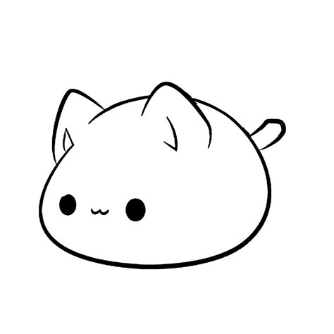 Cute Cat Drawing Easy, Cute Fat Cats, Simple Cat Drawing, Kawaii Cat Drawing, Cat Outline, Chat Kawaii, Kitten Drawing, Cat Coloring, Cute Cat Drawing