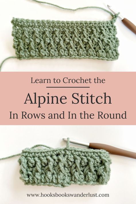 Round Crochet Stitches, Crochet Alpine Stitch In The Round, Alpine Stitch In The Round, Crochet Stitch In The Round, Textured Stitch Crochet, Textured Crochet Stitches In The Round, Crochet Stitches In The Round, Crochet Rounds, Alpine Stitch