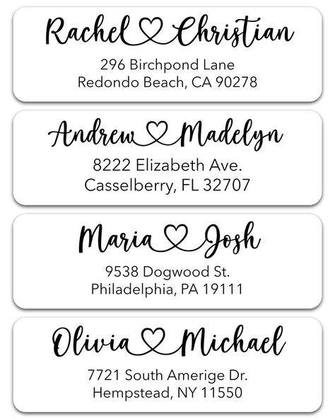 Personalized Return Address Labels - Custom Address Stickers on Sheets for Wedding Invitations (100-1000 Labels) Address Labels Printable Free, Free Wedding Planner Printables, Invites Wedding, Wedding Return Address, Wedding Return Address Labels, Wedding Address Labels, Return Address Wedding, Wedding Planner Printables, Wedding Address