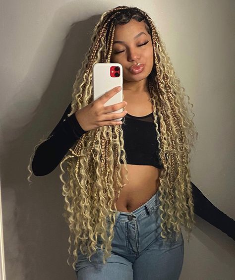 Box Dreads, Bohemian Braided Hair, Unnatural Hair Color, Colored Box Braids, Afro Braids, Color Rubio, Blonde Box Braids, Goddess Braids Hairstyles, Single Braids