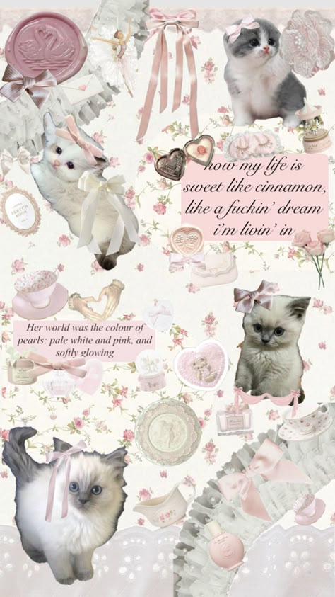 cats #coquette Cats Coquette, Cute Iphone Wallpaper Tumblr, Y2k Background, Desain Quilling, Pink Wallpaper Girly, Bow Wallpaper, Soft Pink Theme, Pop Stickers, Iphone Wallpaper Quotes Love