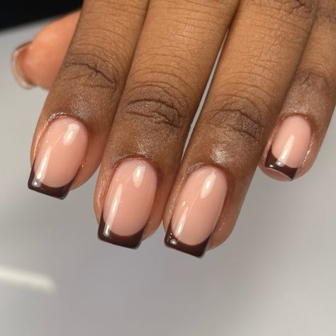 I don’t post french tips as much anymore but can we appreciate this brown gel polish colour 🤎🍁🍂 #frenchtipnails #buildergelnails #squarenails #nailart #londonnailtech #londonnails #londonnailtech #naildesigns #shortnaildesigns #nailsnailsnails #biabnails #southlondonnailtech #autumnnails #fallnails🍁🍂 #brownnails Brown Gel Polish, Gel Polish Colour, Builder Gel Nails, London Nails, Gel Polish Colors, French Tips, Short Nail Designs, Brown Nails, French Tip Nails