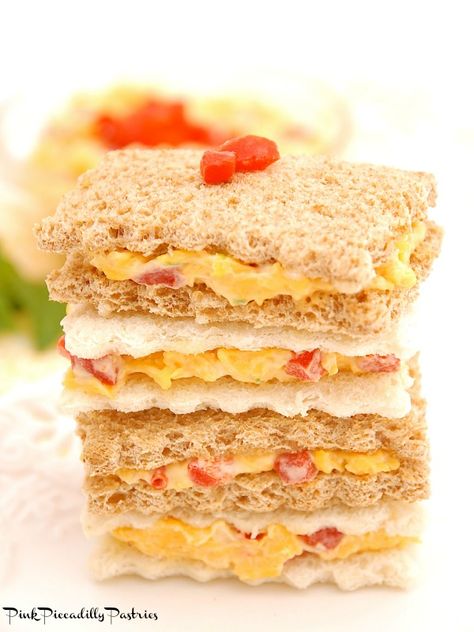 Pimento Tea Sandwiches, Pimento Cheese Sandwich Appetizers, Cheese Tea Sandwiches, Cheese Tea, Tea Party Menu, Pimento Cheese Sandwiches, Tea Party Sandwiches, Tea Sandwiches Recipes, Pimiento Cheese