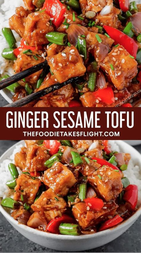 Ginger Dinner Recipes Vegetarian, Vegetarian Wok Recipes, Ginger Tofu Recipes, Tofu Wok Recipes, Wok Recipes Vegetarian, Vegan Ginger Recipes, Tofu With Vegetables, Tofu And Vegetables Recipes, Healthy Tofu Recipes