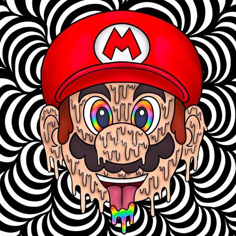 ✨ Phunked Up | Artist ✨ on Instagram: “Mario 🍄 I’ve always been a fan of the Mario games. My favorite has to be Mario 64. I spent hours playing that game as a child. My…” Fun Drawings, Pop Art Background, Petit Tattoo, Interesting Drawings, Drip Art, Trippy Designs, Canvas Art Projects, Beautiful Abstract Art, Psy Art