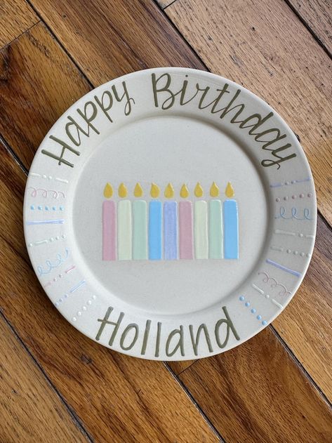 PinkPigPottery - Etsy Family Birthday Plate, First Birthday Plate, Birthday Plates Ceramic, Birthday Plate Ideas, Tater Cakes, Birthday Plates Diy, Happy Birthday Plate, Morristown Tennessee, Personalized Birthday Plate