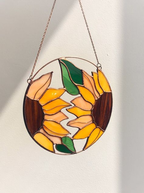 Sunflower Flower Suncatcher. Stained glass Home Decor Panel | Etsy Stained Glass Home, Sunflower Autumn, Sunflower Home Decor, Flower Suncatcher, Sunflower Wall Decor, Glass Home Decor, Tiffany Stained Glass, Glass Home, Stained Glass Flowers