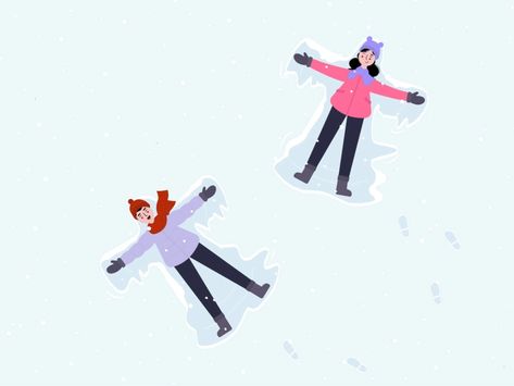 Snow Angels Illustration by Duckleap on Dribbble Snow Angels Illustration, Snow Angel Drawing, Snow Angel Illustration, Angels Illustration, Xmas Illustration, Nature Calendar, Snow Illustration, Nature Snow, Angel Illustration