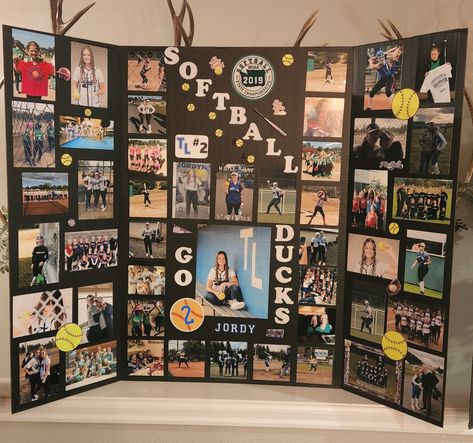 Photo Board Graduation, Senior Poster Board Ideas Volleyball, Graduation Poster Boards, Senior Poster Board Ideas, Graduation Photo Boards, Graduation Party Picture Display, Poster Board Ideas, Tri Fold Poster, Senior Poster