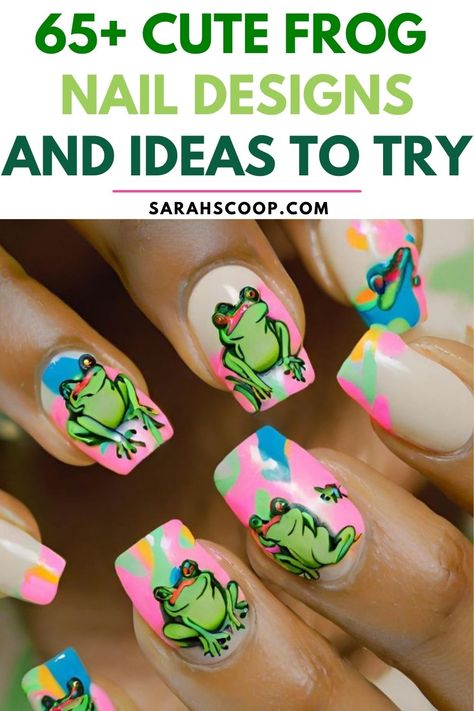 Unleash your inner wild side with these 65+ adorable frog nail designs and ideas. Leap into fashion! 🐸💅 #NailArt #FrogNailDesigns #CreativityUnleashed" Frog Nail Art, Crown Nail Art, Frog Nails, Diy Frog, Silhouette Nails, French Tip Design, Animal Nail Art, Frog Crafts, Green Polish