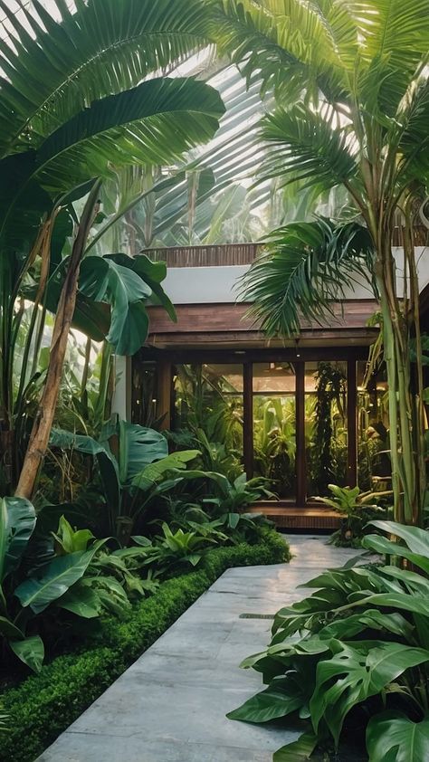 Tropical Oasis: 15 Jungle Garden Ideas for Your UK Backyard - Fads Jungle Garden Ideas, Outdoor Event Space, Terrace Houses, Jungle Resort, Jungle House, Jungle Gardens, Gardens Ideas, Walkways Paths, Boho Style Bedroom